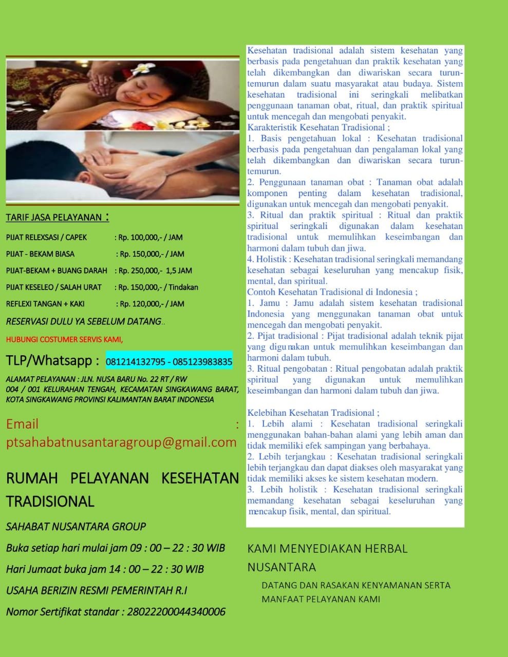 Kesehatan Tradisional SNG